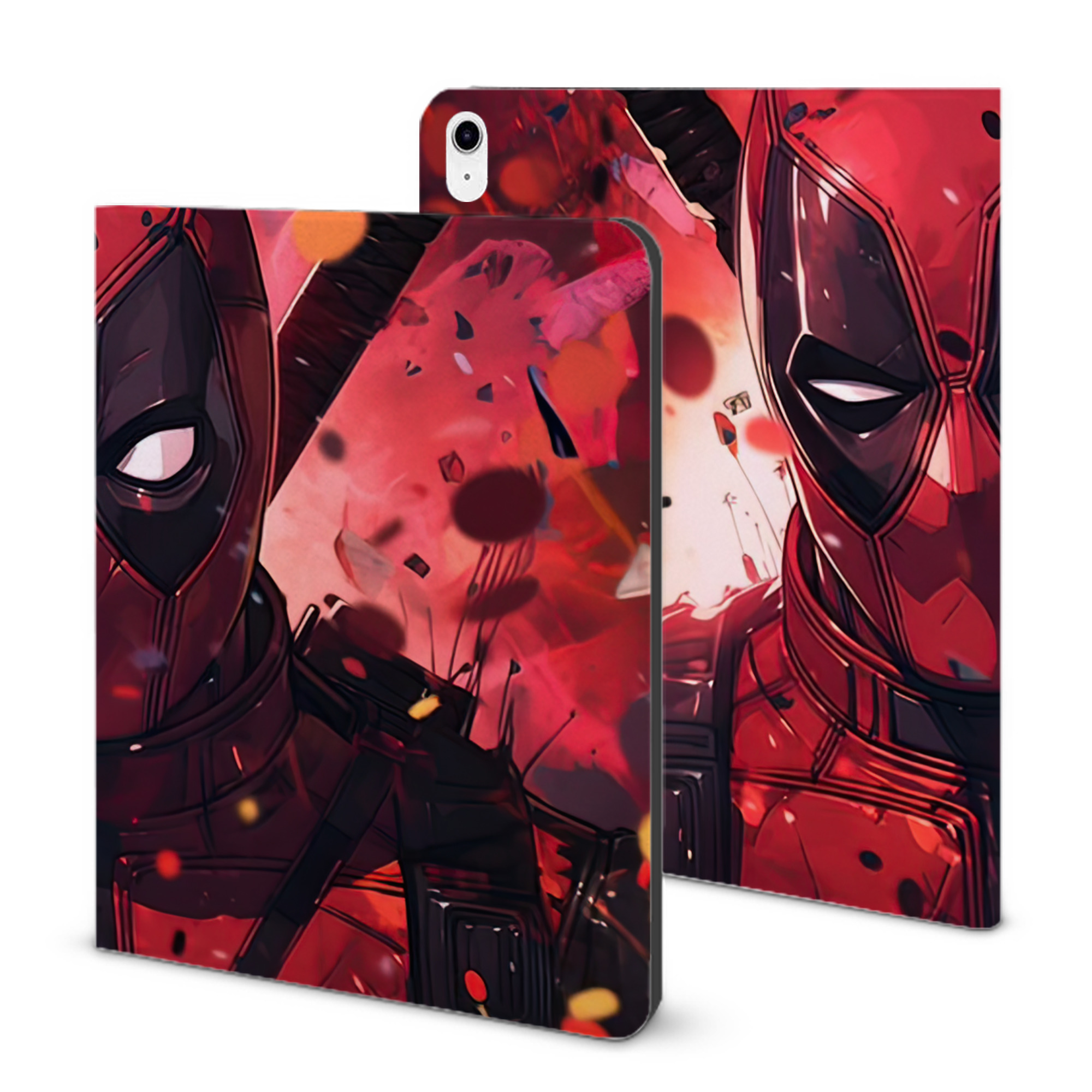 （画像用） Deadpool デッドプール IPad ケース ブック型 PUレザー TPU 耐衝撃 軽量 薄型 ペン収納なし 全面保護 IPad 各モデル対応